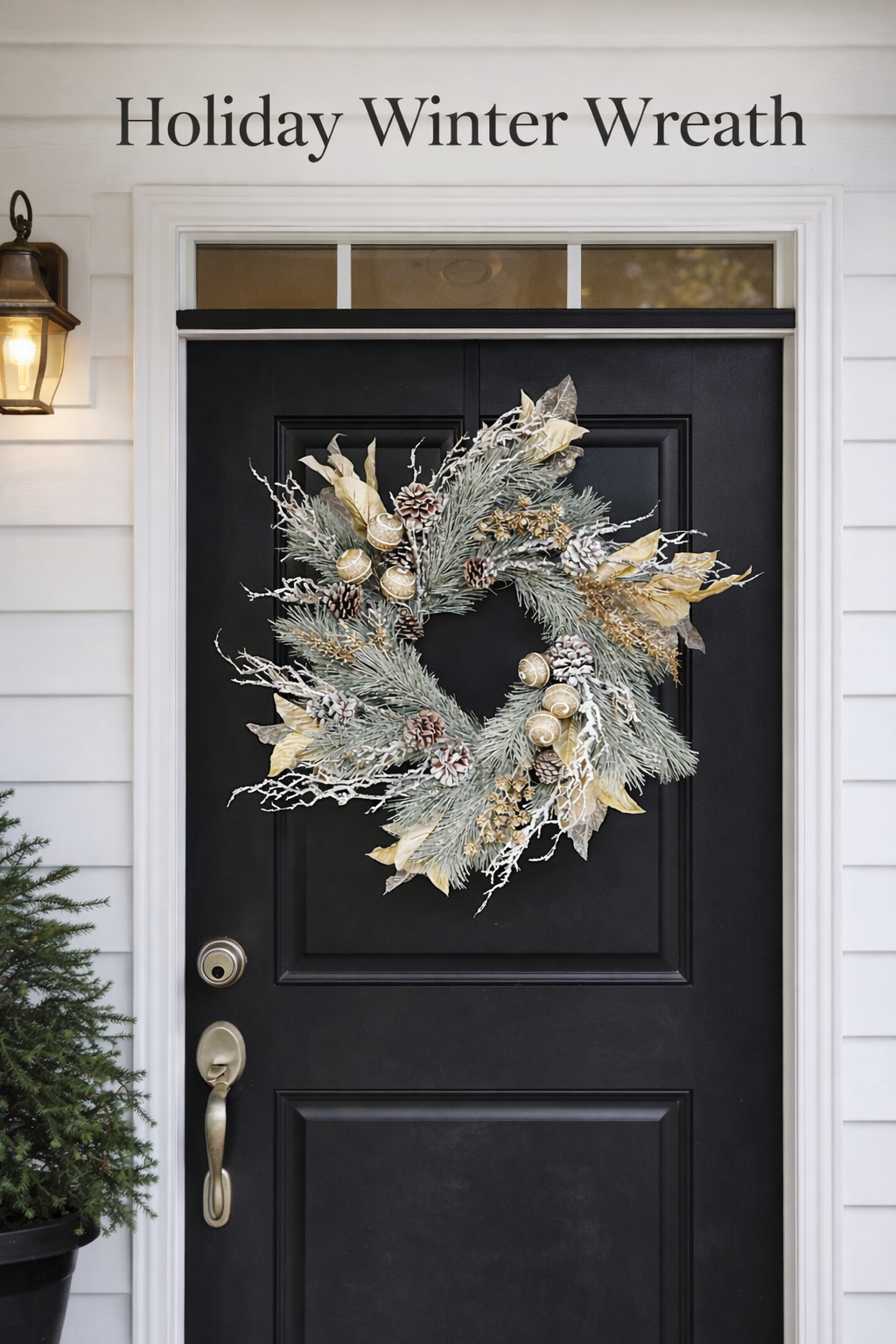 Winter Frosted Pine & Gold Holiday Wreath