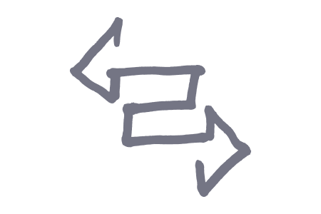 Grey arrow symbols pointing left and right on a black background.