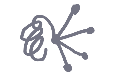 A simple, abstract diagram of a neuron with a cell body and dendrites extending outward.