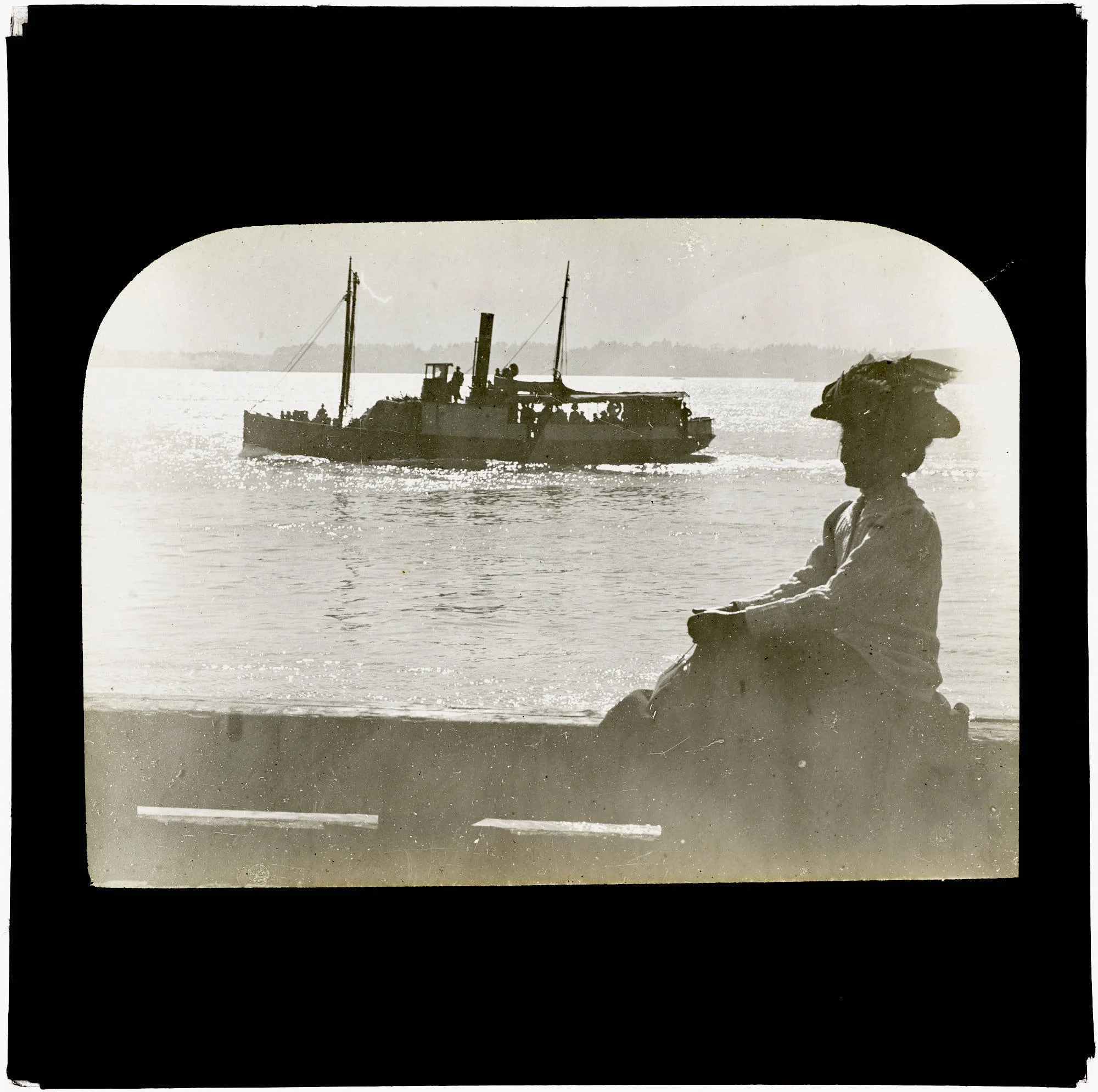 SS Hirere (the Clevedon steamer) on Auckland Harbour, believed to be photographed between c 1900