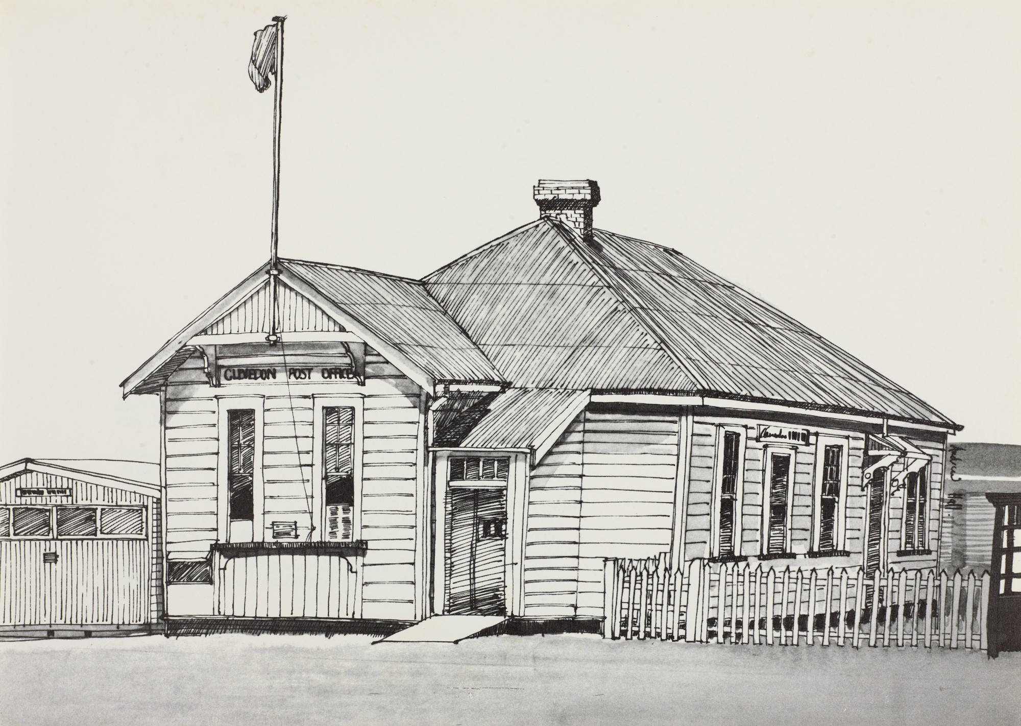 Clevedon Post Office, 1980, sketch by Andrew Hall