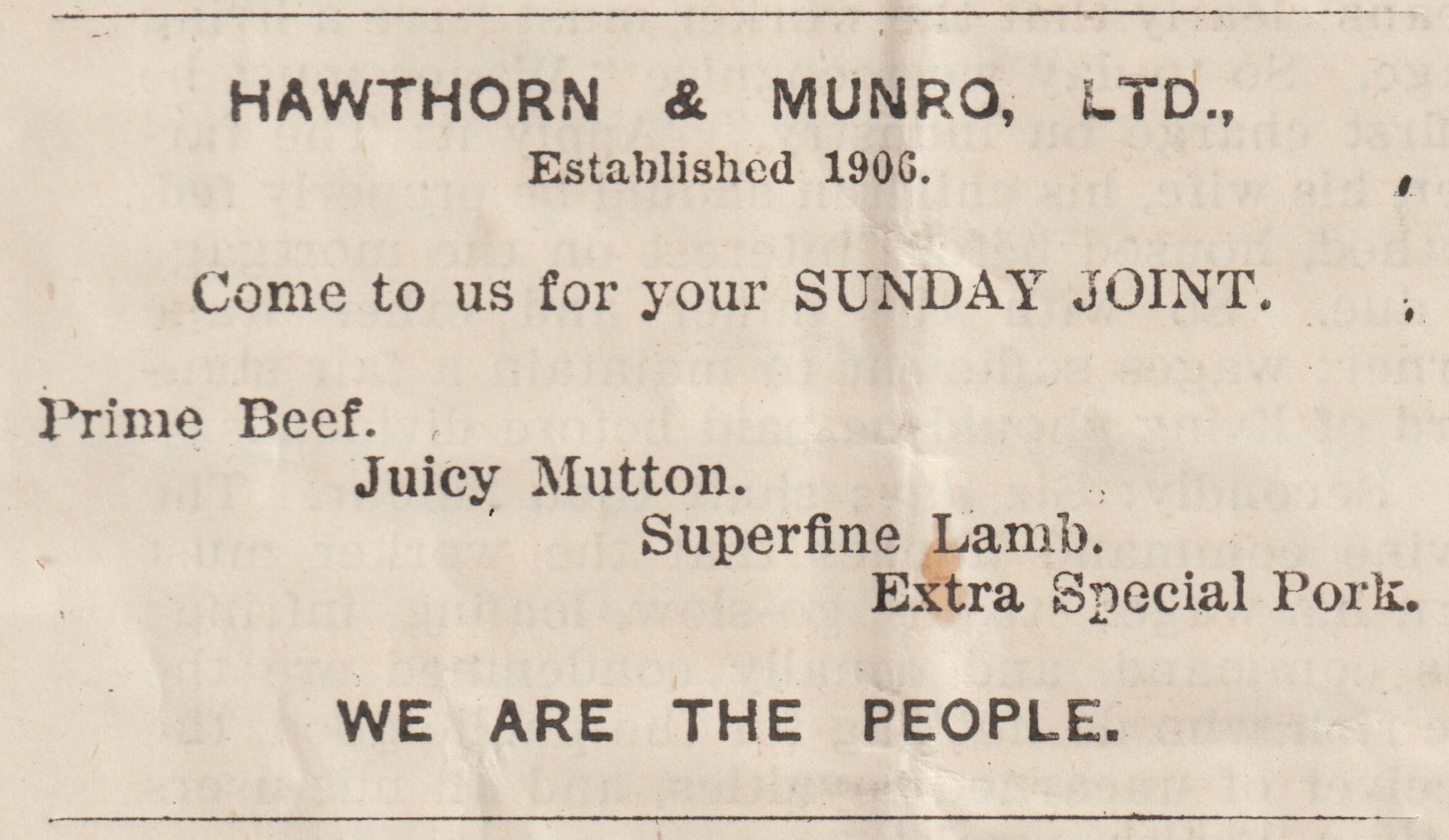 Advertisement from The Clevedon Parish Paper, 1926