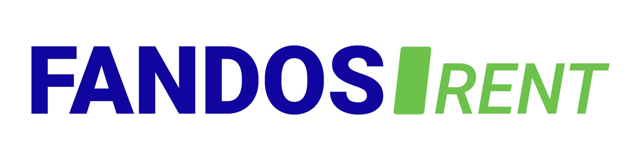 Logo de FANDOS RENT en colores azul y verde.