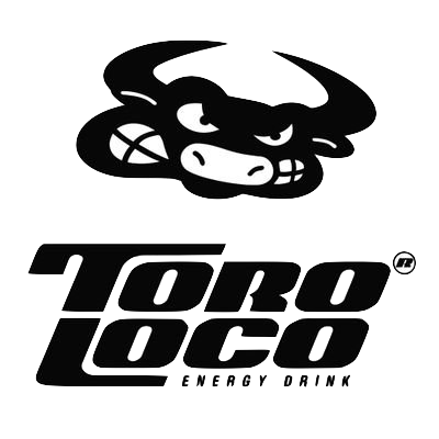 Logotipo de un toro con estilo de caricatura y la palabra 'Toko LoCo' debajo, junto con la frase 'Energy Drawing'.