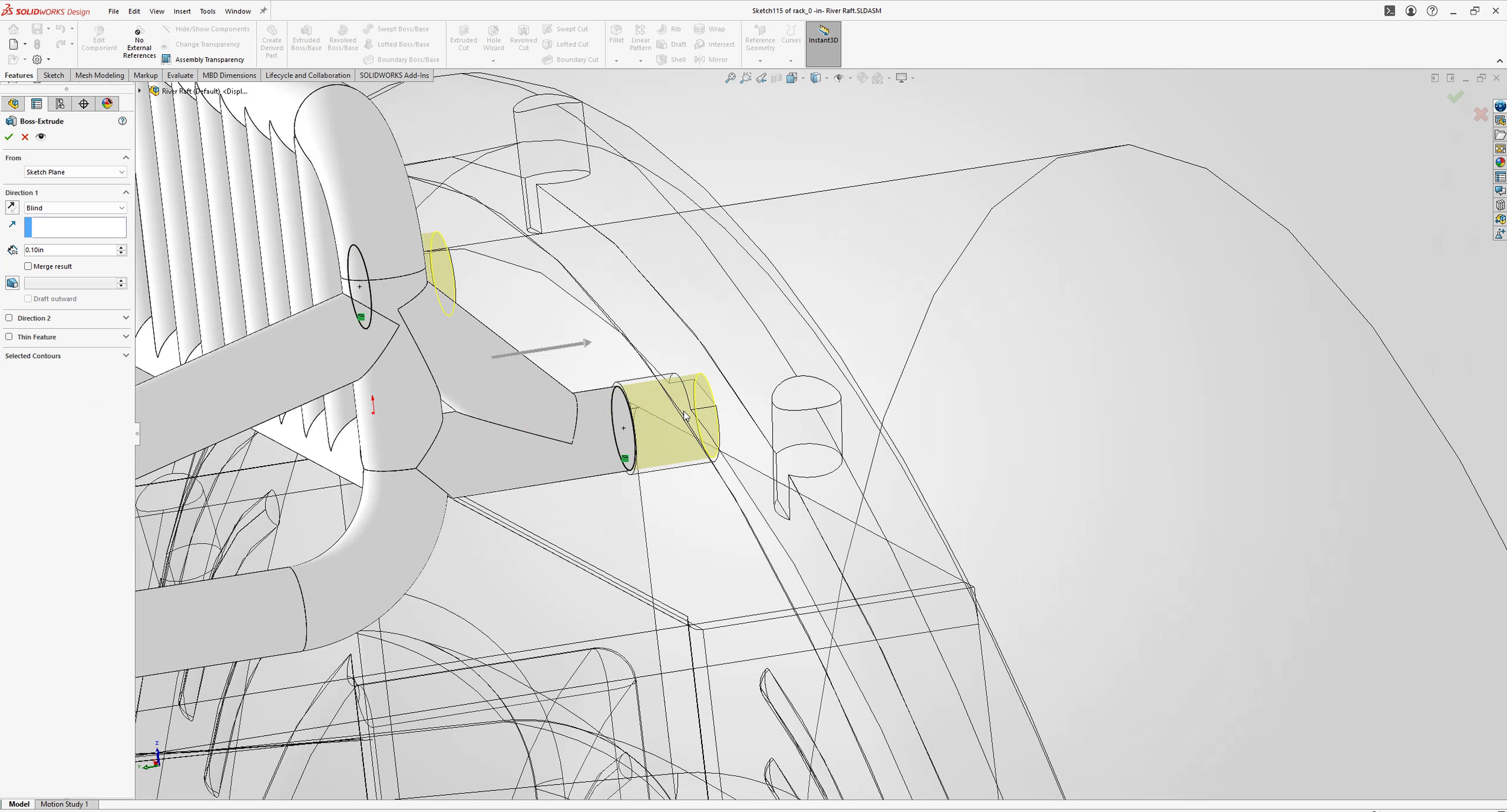 Extended geometry to create an inset for the safety railing