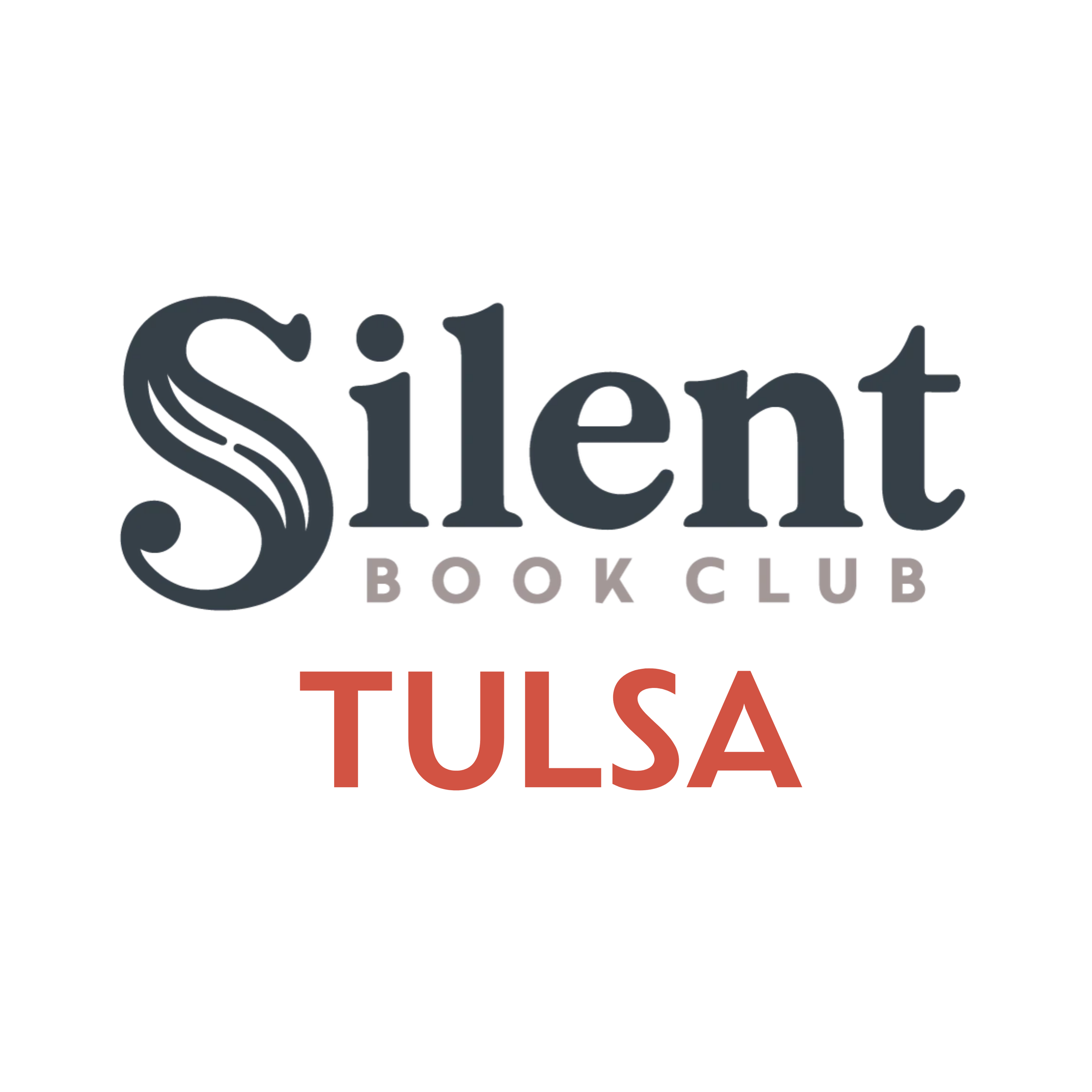 Silent Book Club Tulsa logo with stylized text and a red city name.