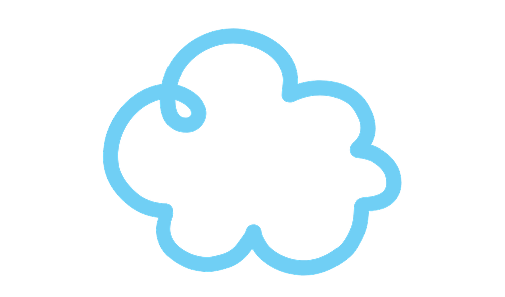 Blue outline of a fluffy sheep with a curly tail.