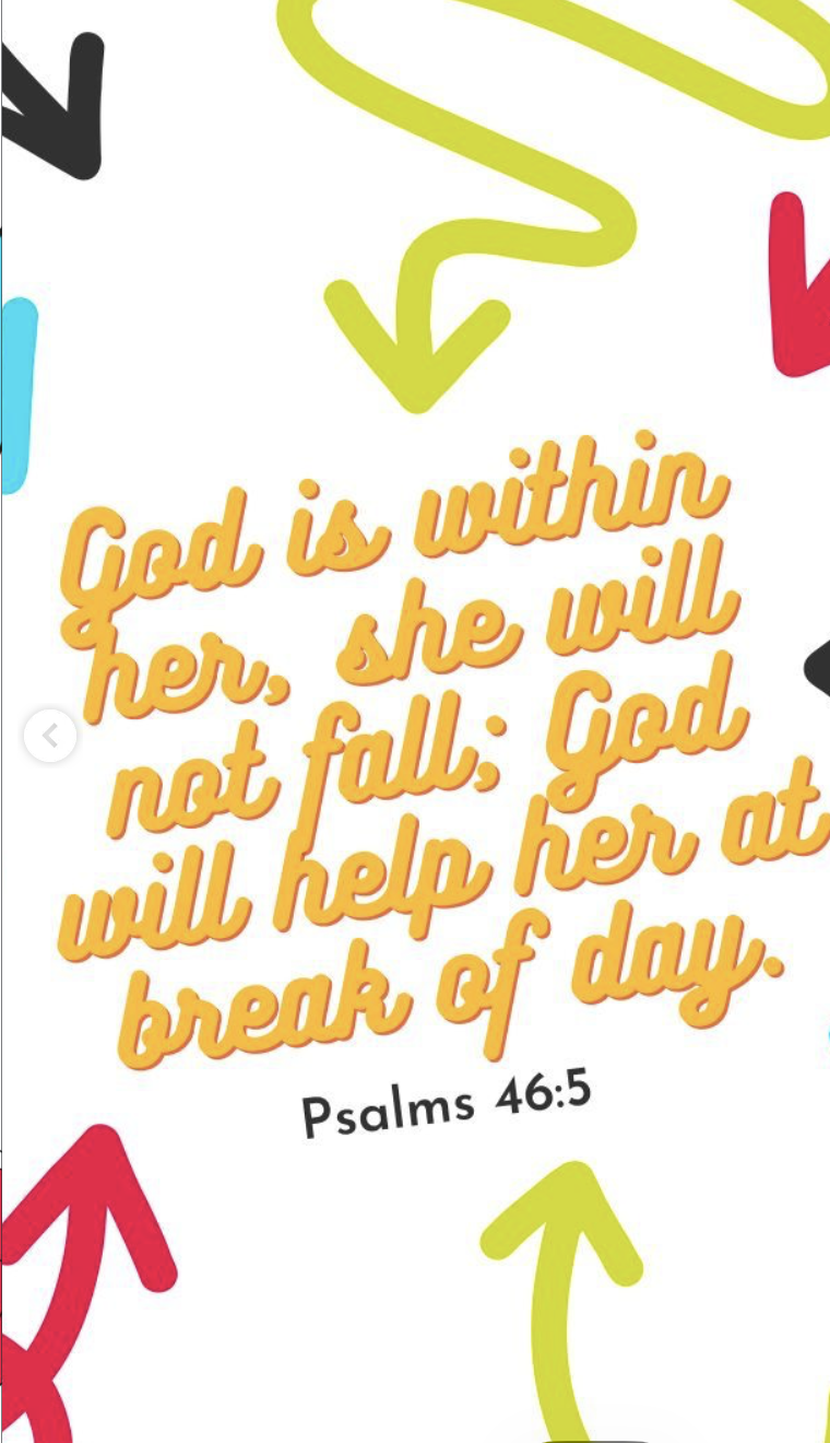 Graphic created for "Her Night" 2021 that displays the main bible verse of the event. Targeting teenage demographic with a bright, bold, contrasting color palette. 