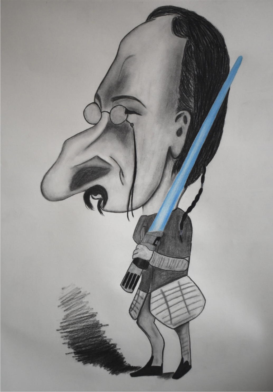 Charcoal, graphite, color pencil