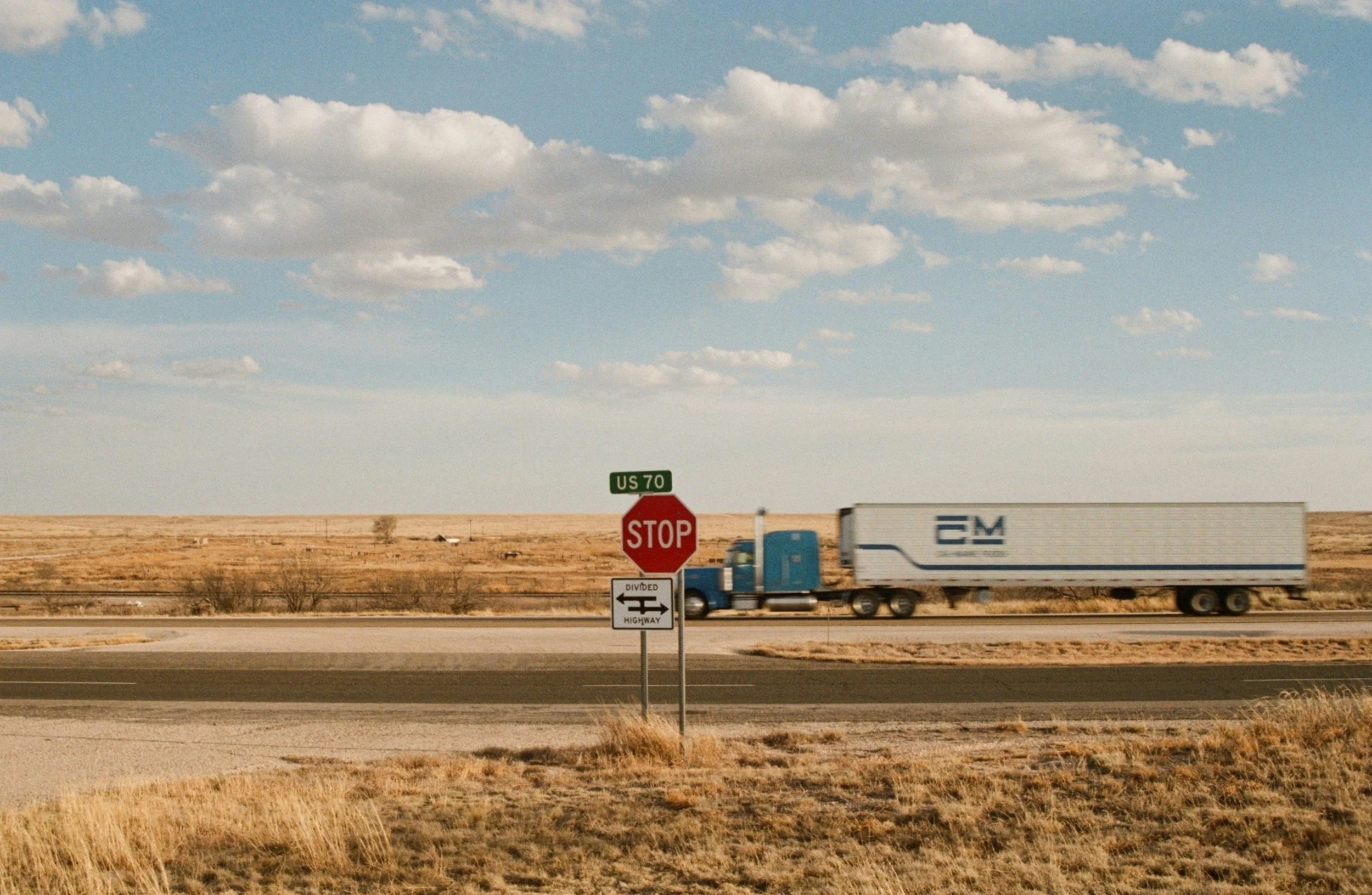 Commercial freight transportation by semi truck delivering shipments across the United States.