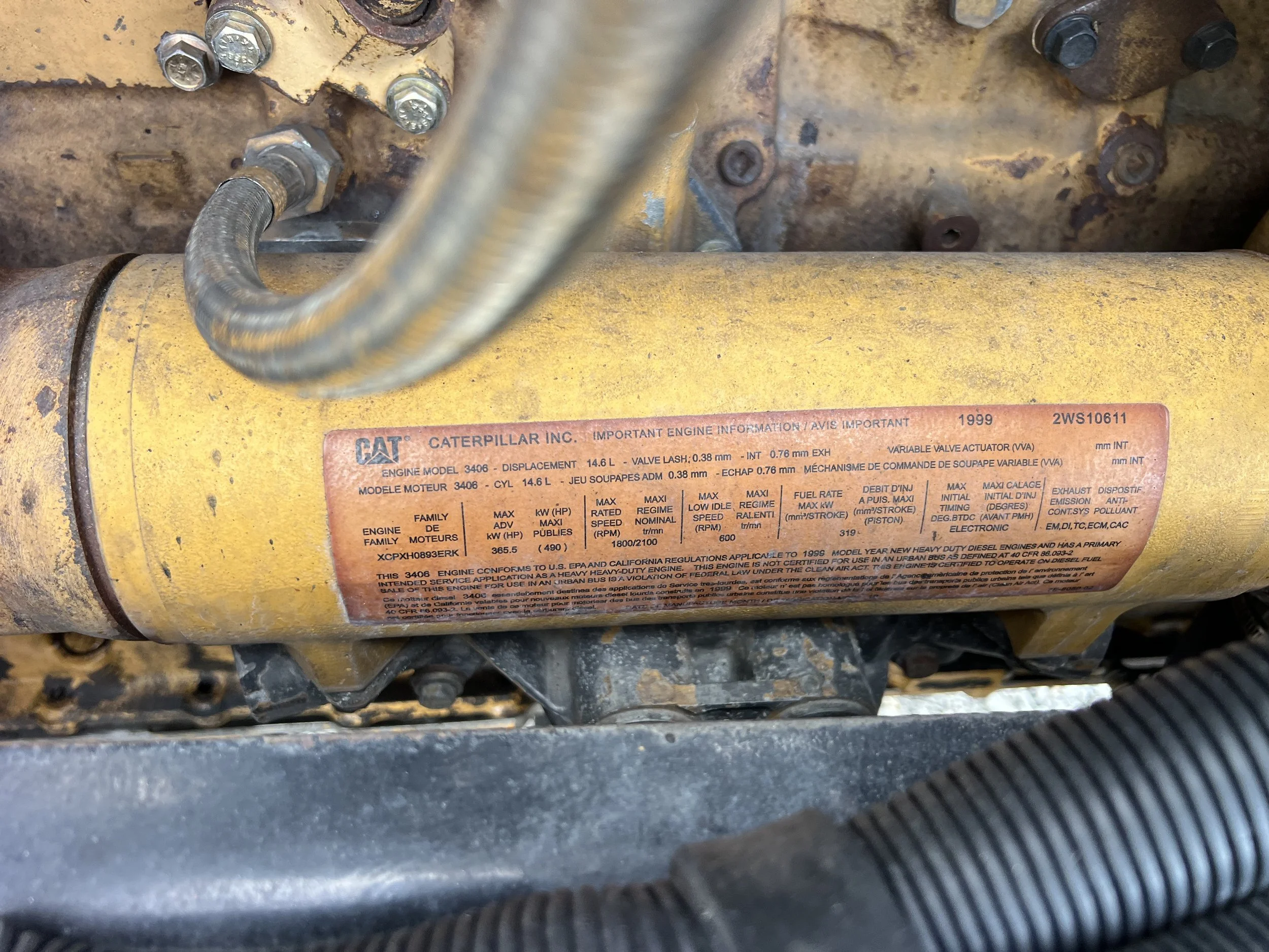 Freshly rebuilt 1999 Caterpillar 3406E 2WS engine