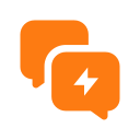 Two overlapping speech bubbles, one with a lightning bolt symbol inside.