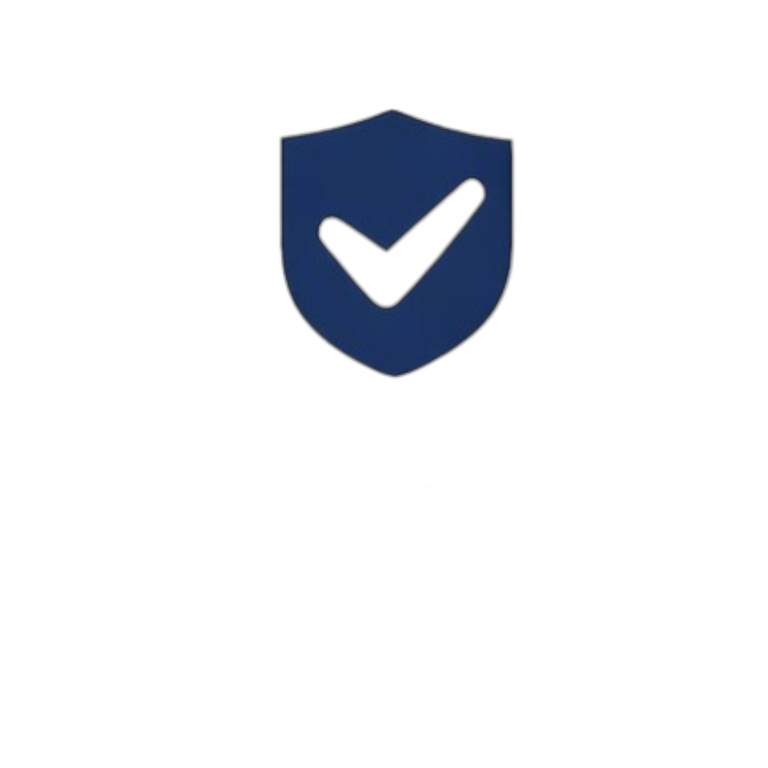 A black background with a blue shield icon featuring a black checkmark in the center.