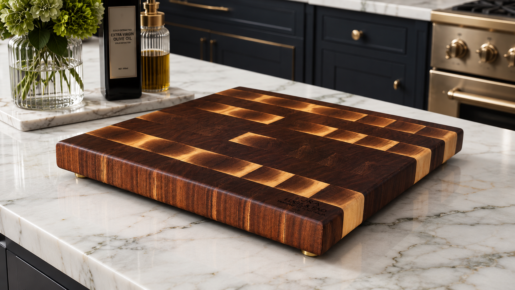 Dark Walnut END GRAIN Butcher Block         19 x 19