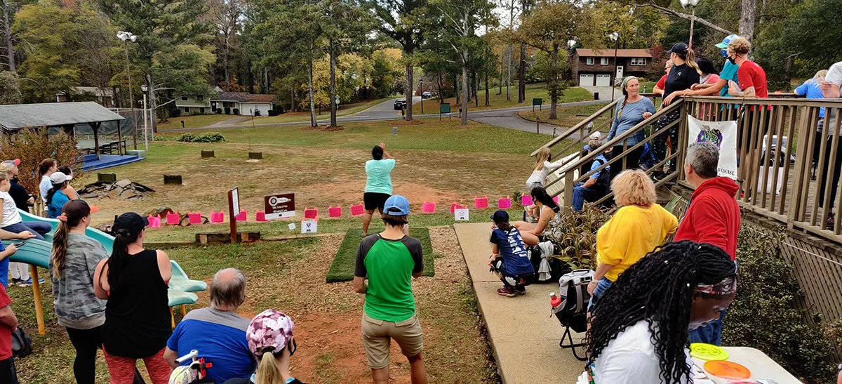 A throw-off at an early ladies' event on hole 16 before the tee signs were in.