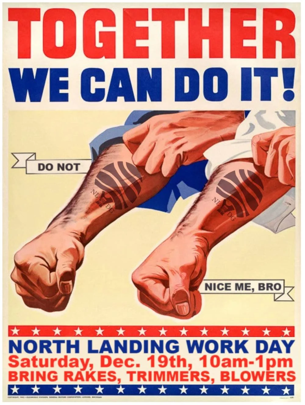 Calling for volunteers on a work day.
