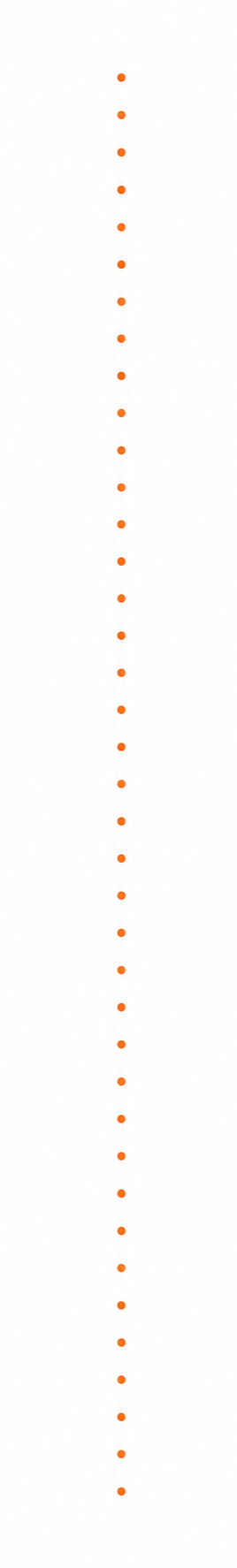 Series of evenly spaced orange dots arranged vertically on a white background.