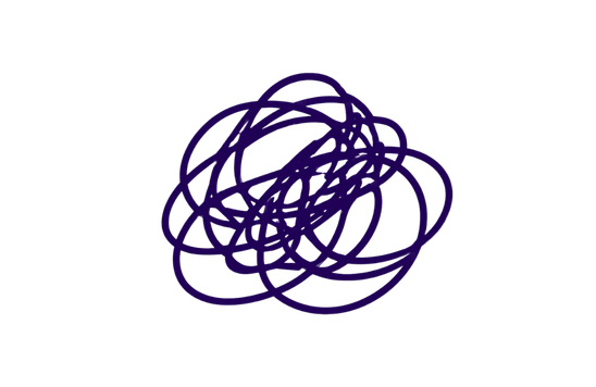 A tangled purple scribble on a black background.