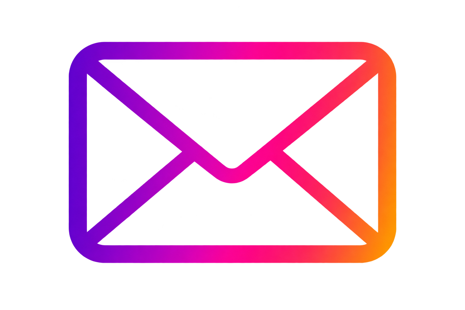 Colorful digital illustration of an envelope with a gradient color scheme from purple to orange.