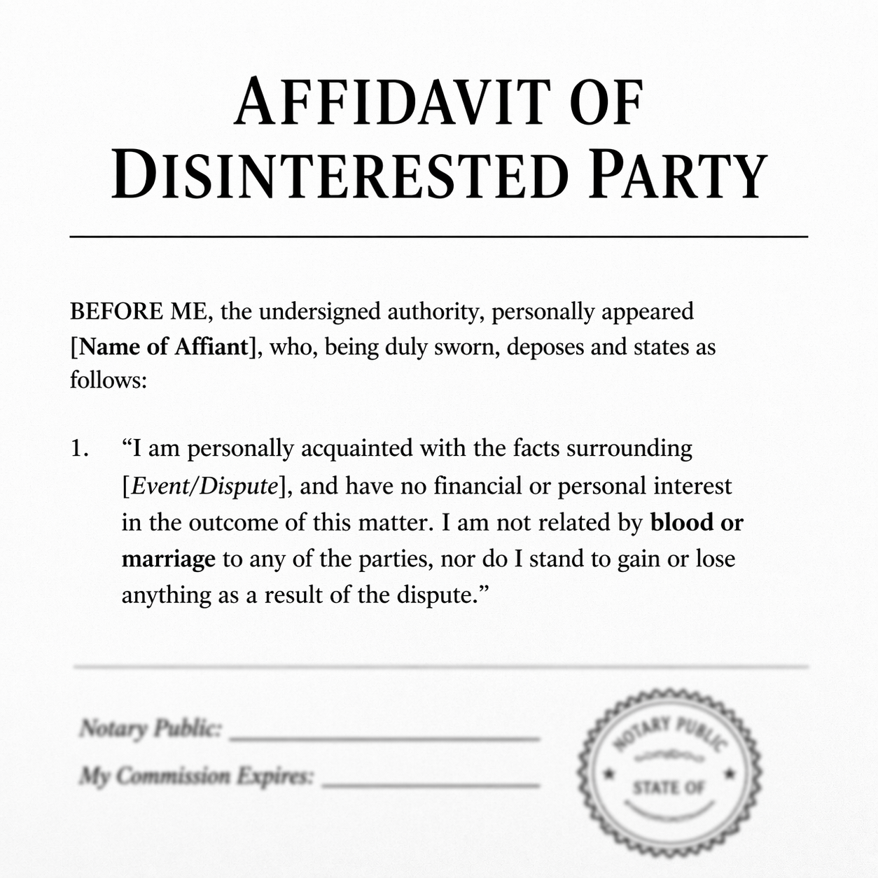 Affidavit of Disinterested Party