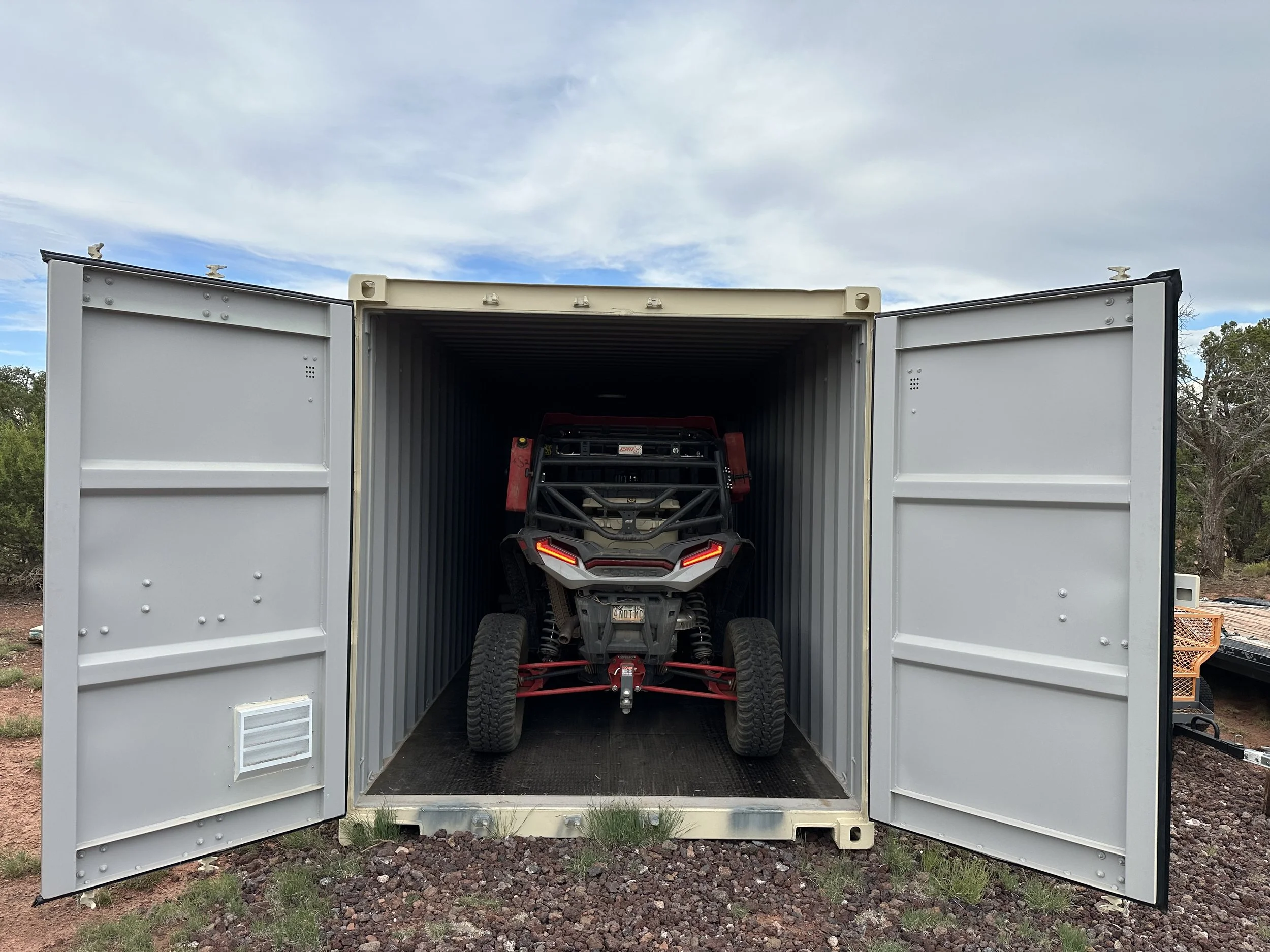 New Storage Container, Used As Temporary Parking Space