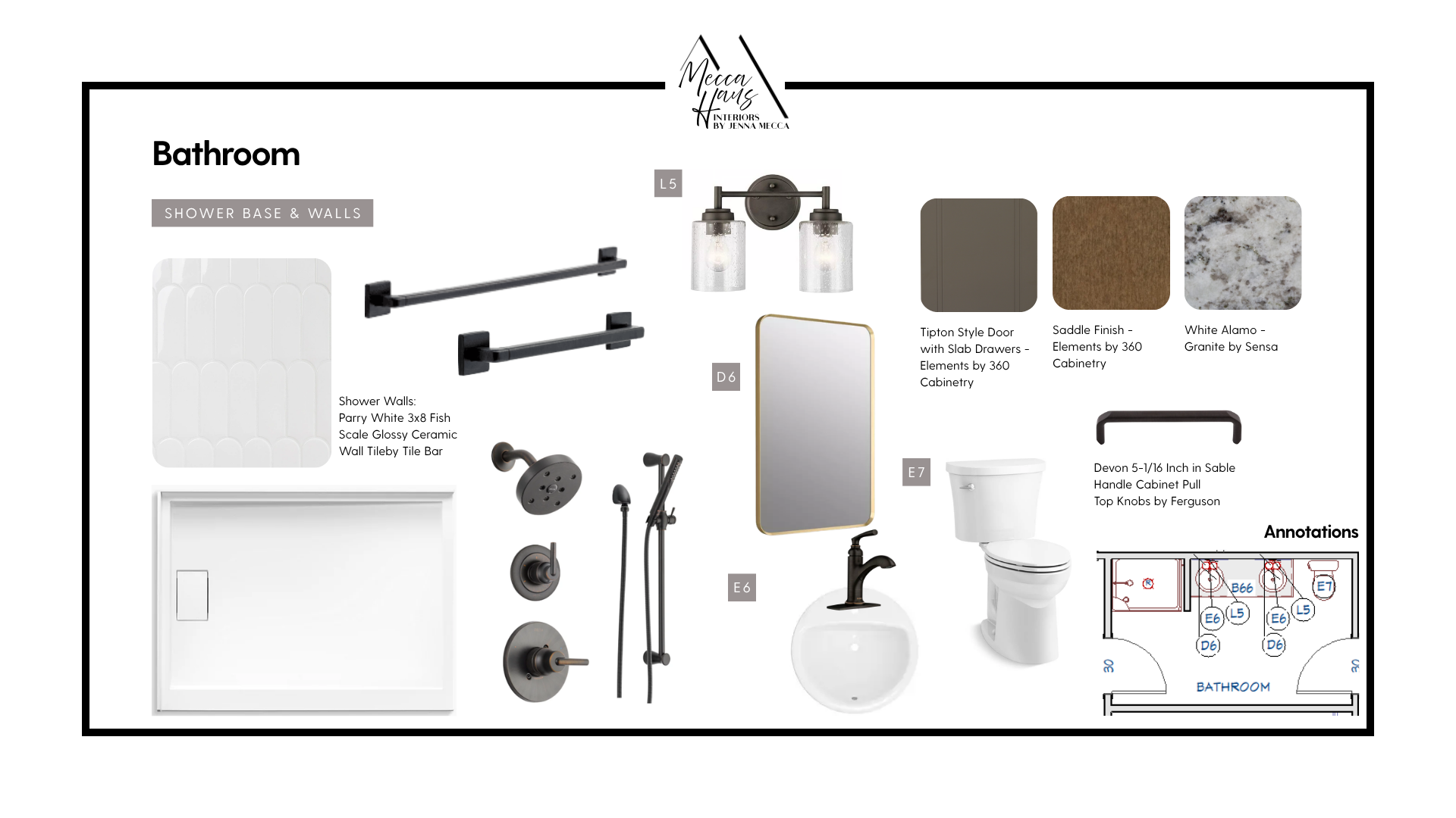 The bathroom earns its place as the most considered room in the apartment. A low-entry shower with a handheld sprayer, an ADA and WaterSense-certified toilet, and dual vanities with individual mirrors and lighting — designed for function and dignity 