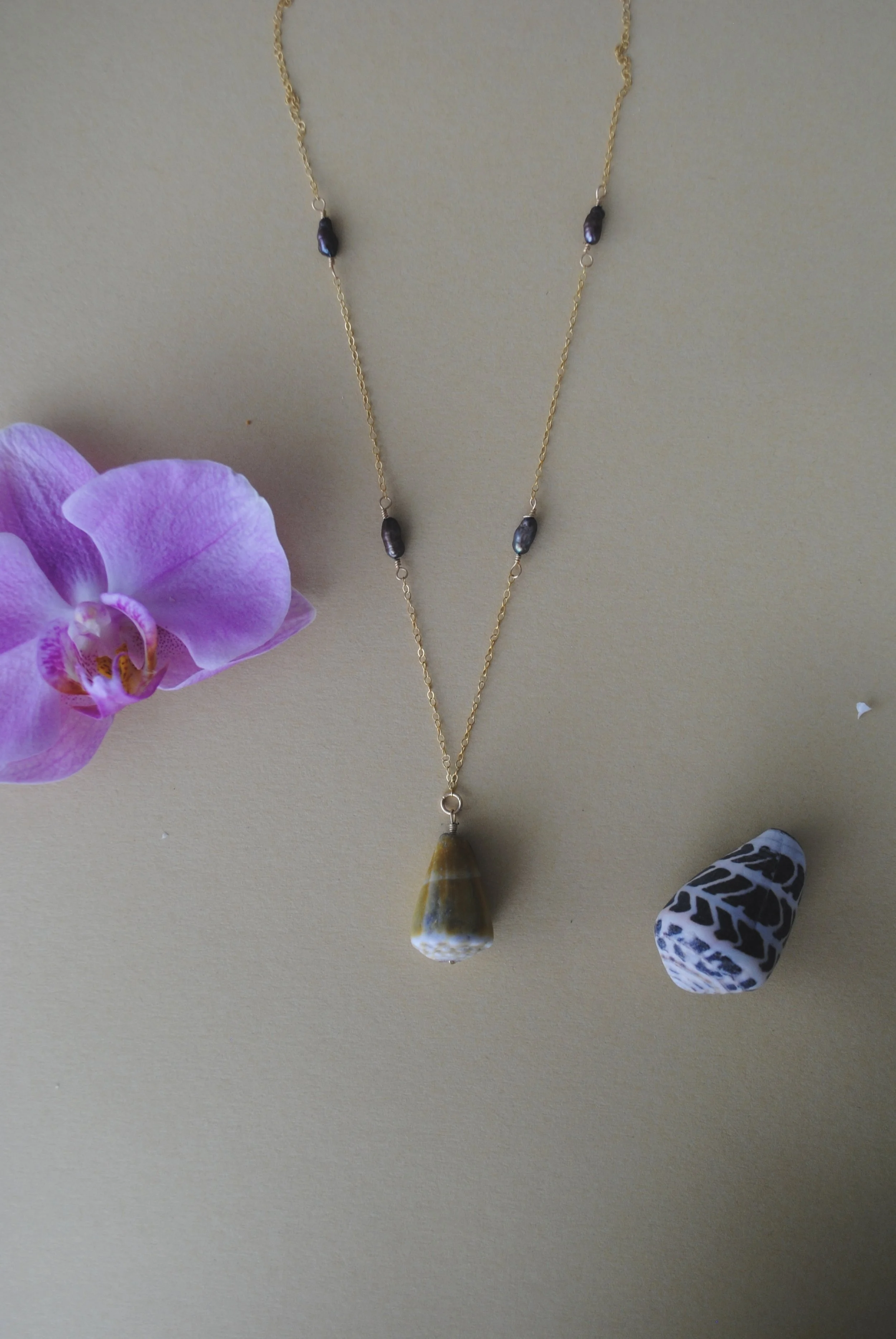 Olive Green Cone Shell Necklace