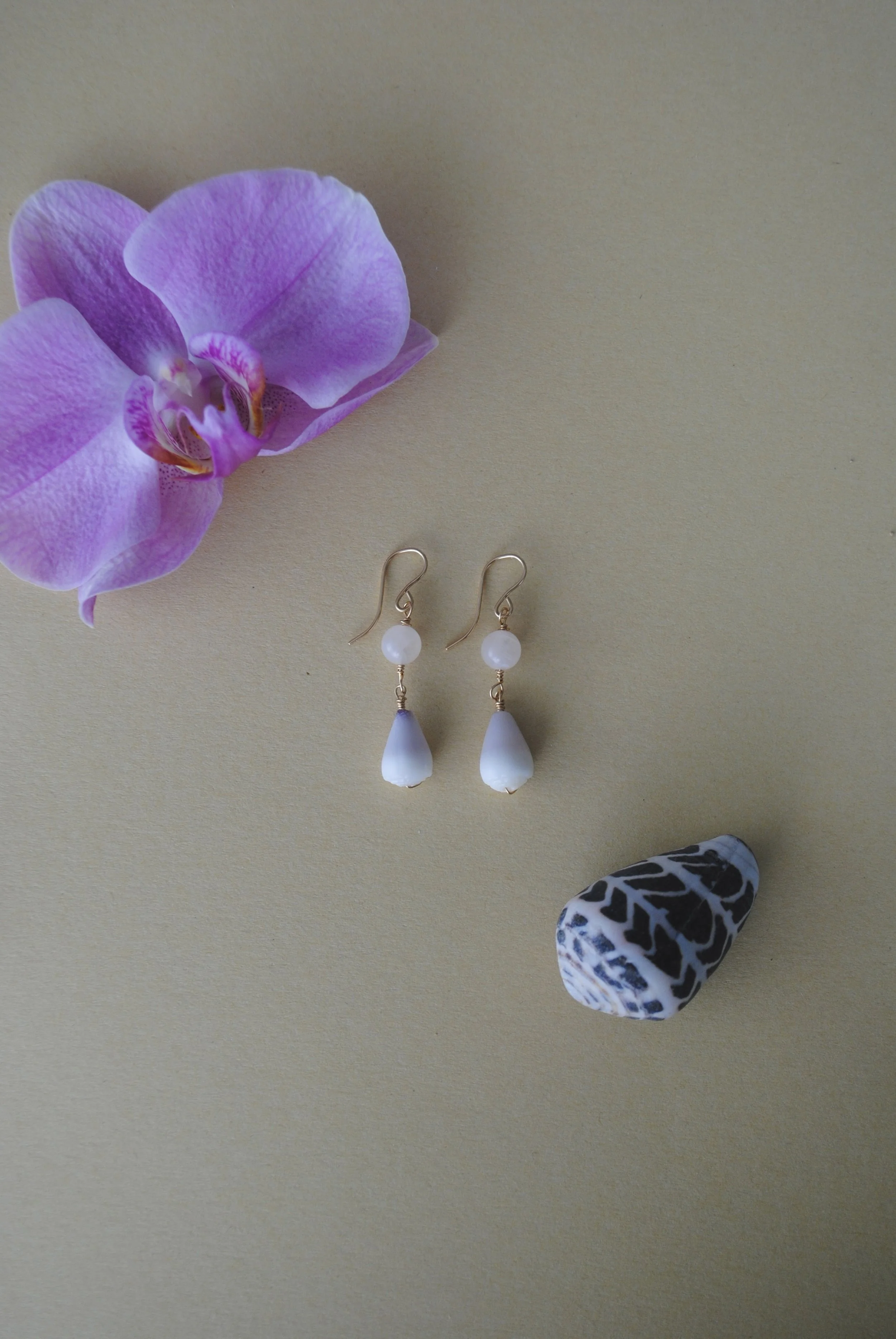 Rose Quartz Cone Shell Earrings