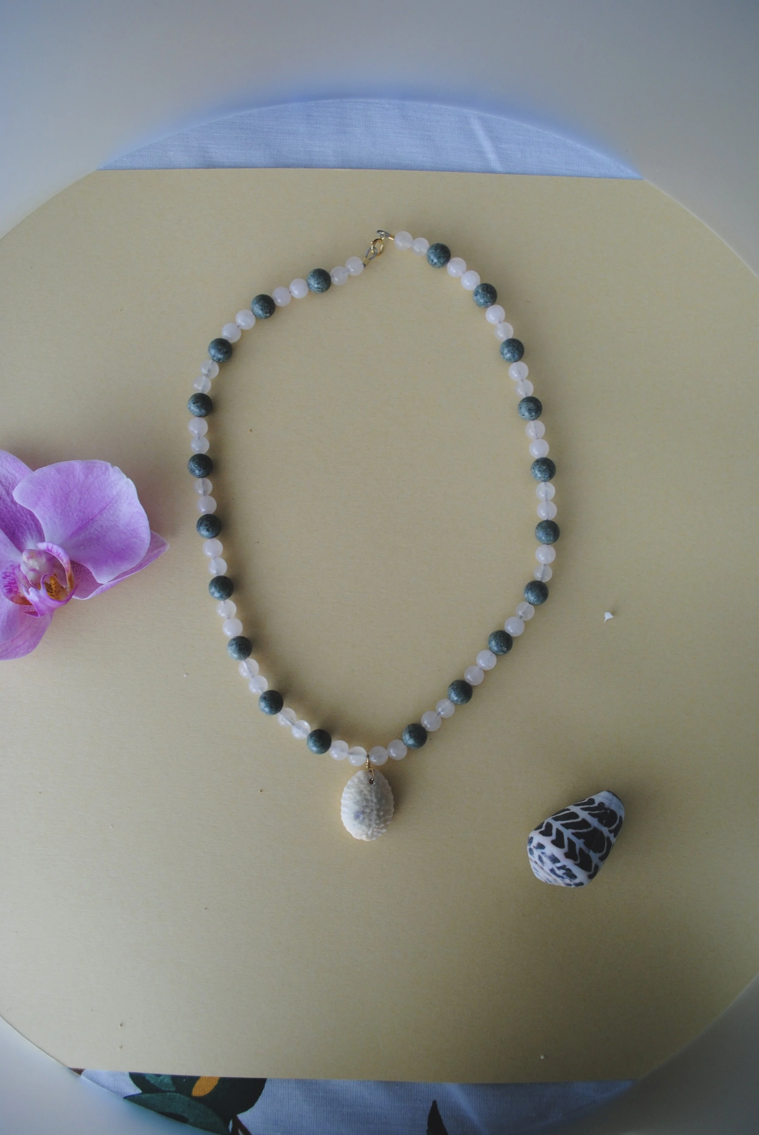 Beaded Granulated Cowrie Necklace