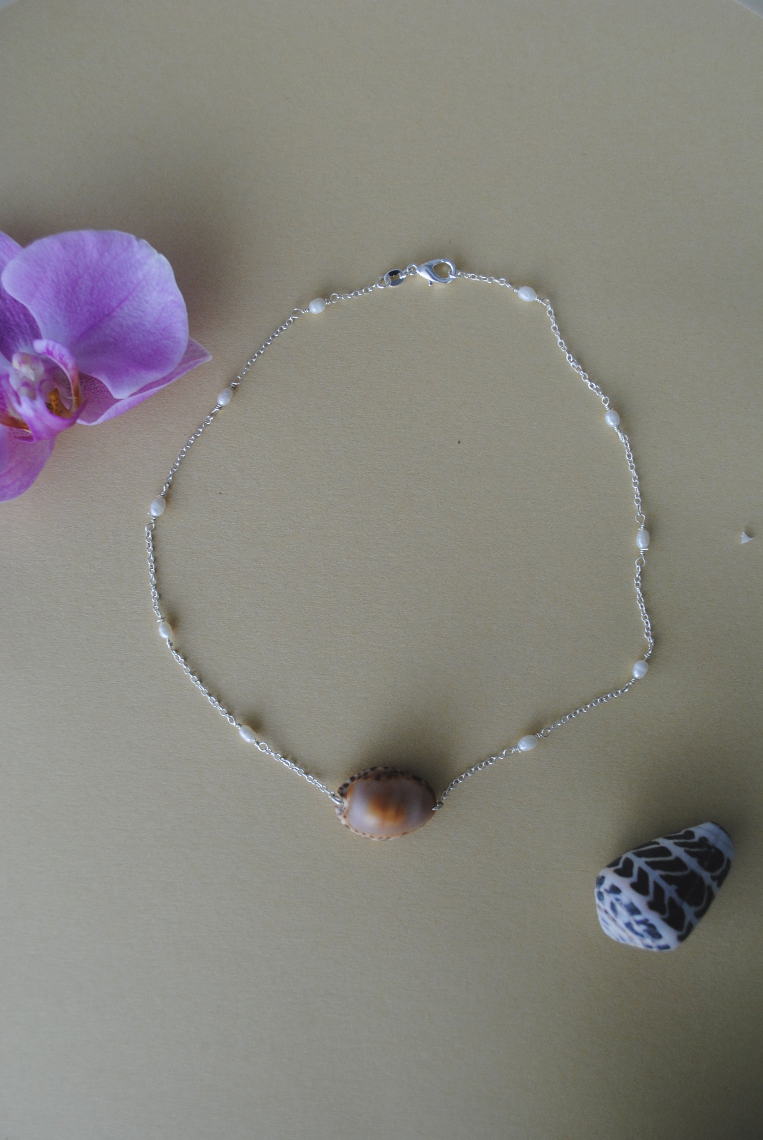 Cowrie Shell and Freshwater Pearl Necklace