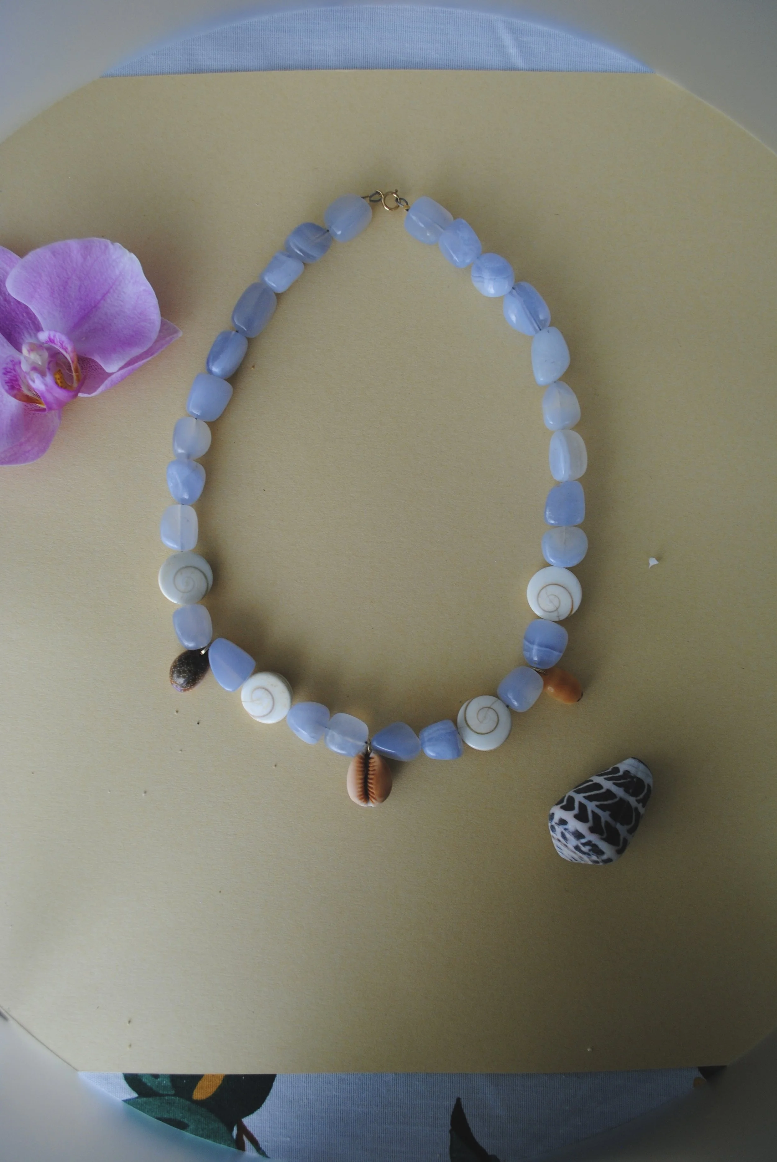 Beaded Honey and Isabella Cowrie Necklace