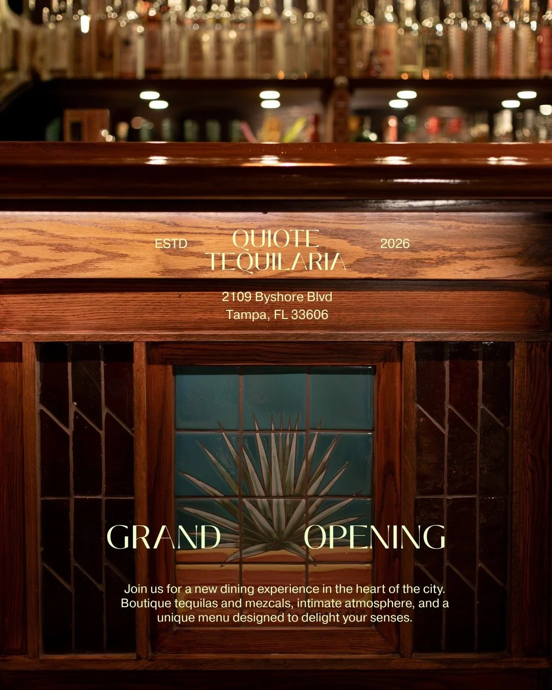 ✨Grand Opening✨

The doors are open, the tequila is flowing, and a new chapter begins.........

Welcome to Quiote Tequilaria- Where passion meets heritage, craft cocktails meet culture, and every dish is a celebration of authentic Mexican excellence.