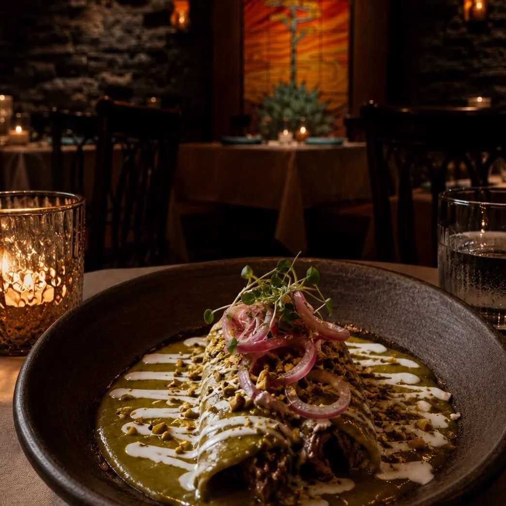 A love story written in mole, fire, and patience.

This week&rsquo;s special begins with duck slowly prepared until tender enough to fall apart with a touch. Wrapped in delicate tortillas, drowned in our pistachio mole, finished with pickled onions, 