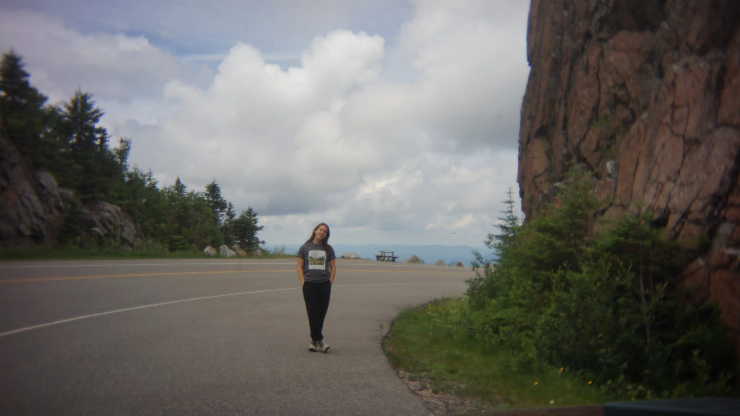 Ada on the road up to Whiteface Mountain in the Adirondacks