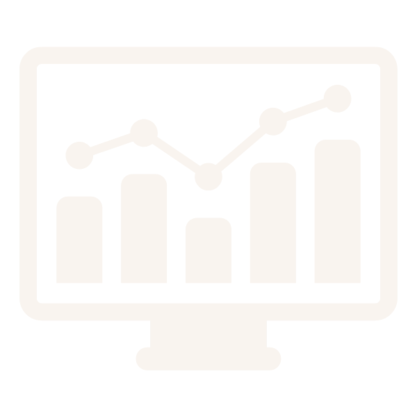 icon of computer monitor showing a bar graph and line above it showing growth