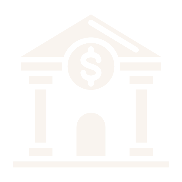 Icon of government building with a dollar symbol at the top of the roof