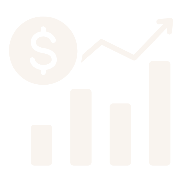 bar graph with a dollar symbol and line graph climbing upward
