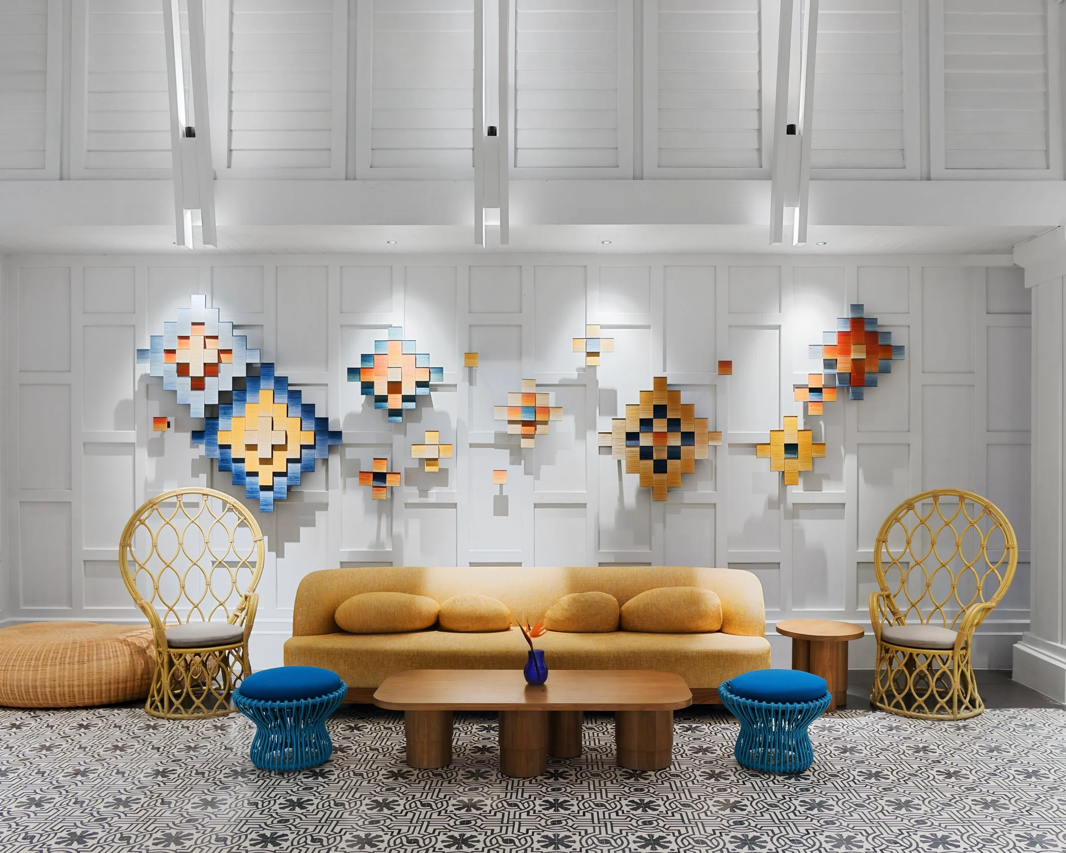 Vibrant Living area of a lifestyle resort in Southeast Asia.