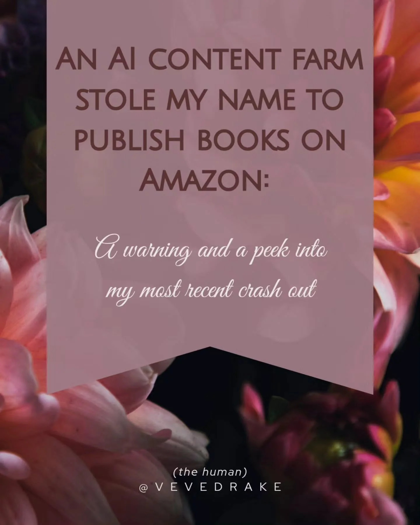It&rsquo;s been a rollercoaster from panicking about another REAL Vivian Drake publishing in a very close genre, to pivoting and panicking over an AI content farm stealing my name.

I&rsquo;m not special. Content farms are increasingly targeting newe