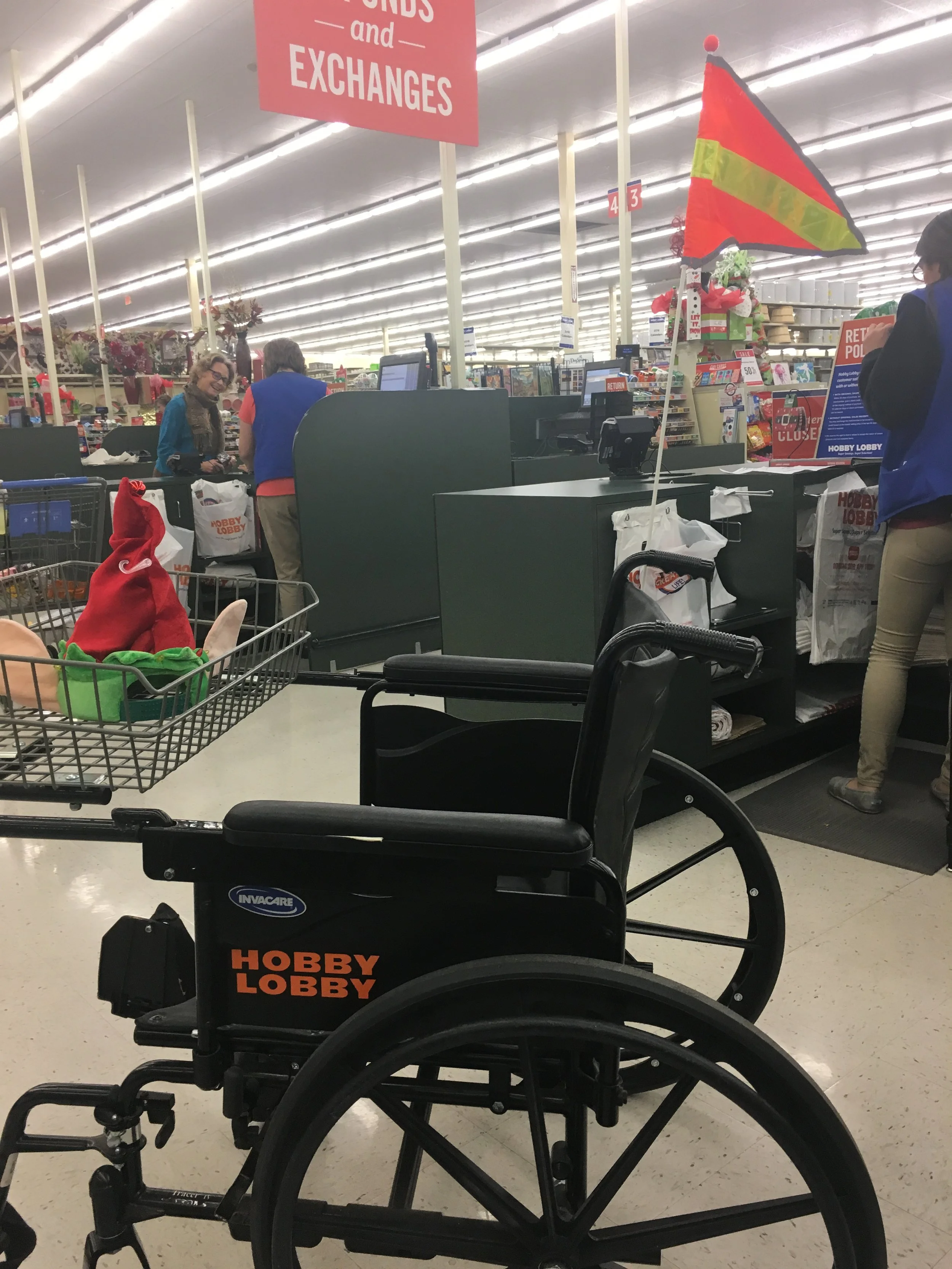 empty wheelchair in Hobby Lobby