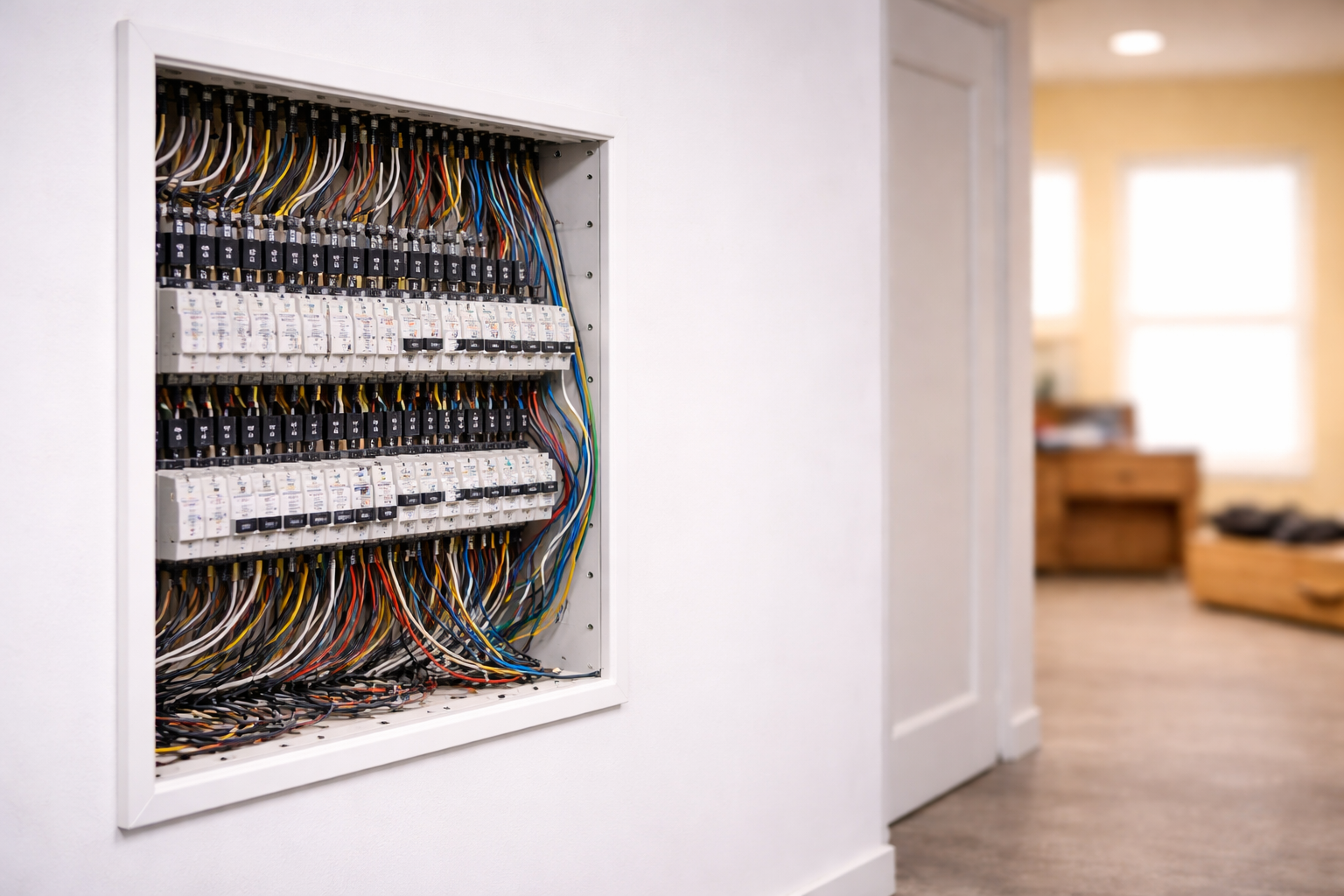 Residential electrical switchboard with circuit breakers installed by licensed electrician in Sutherland Shire