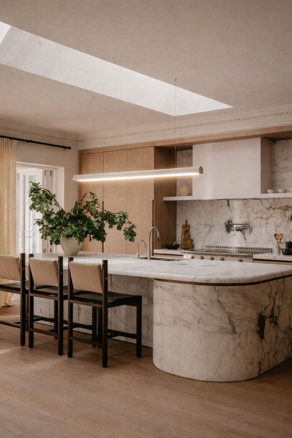 Modern kitchen with pendant LED lighting installation by licensed electrician in Sutherland Shire