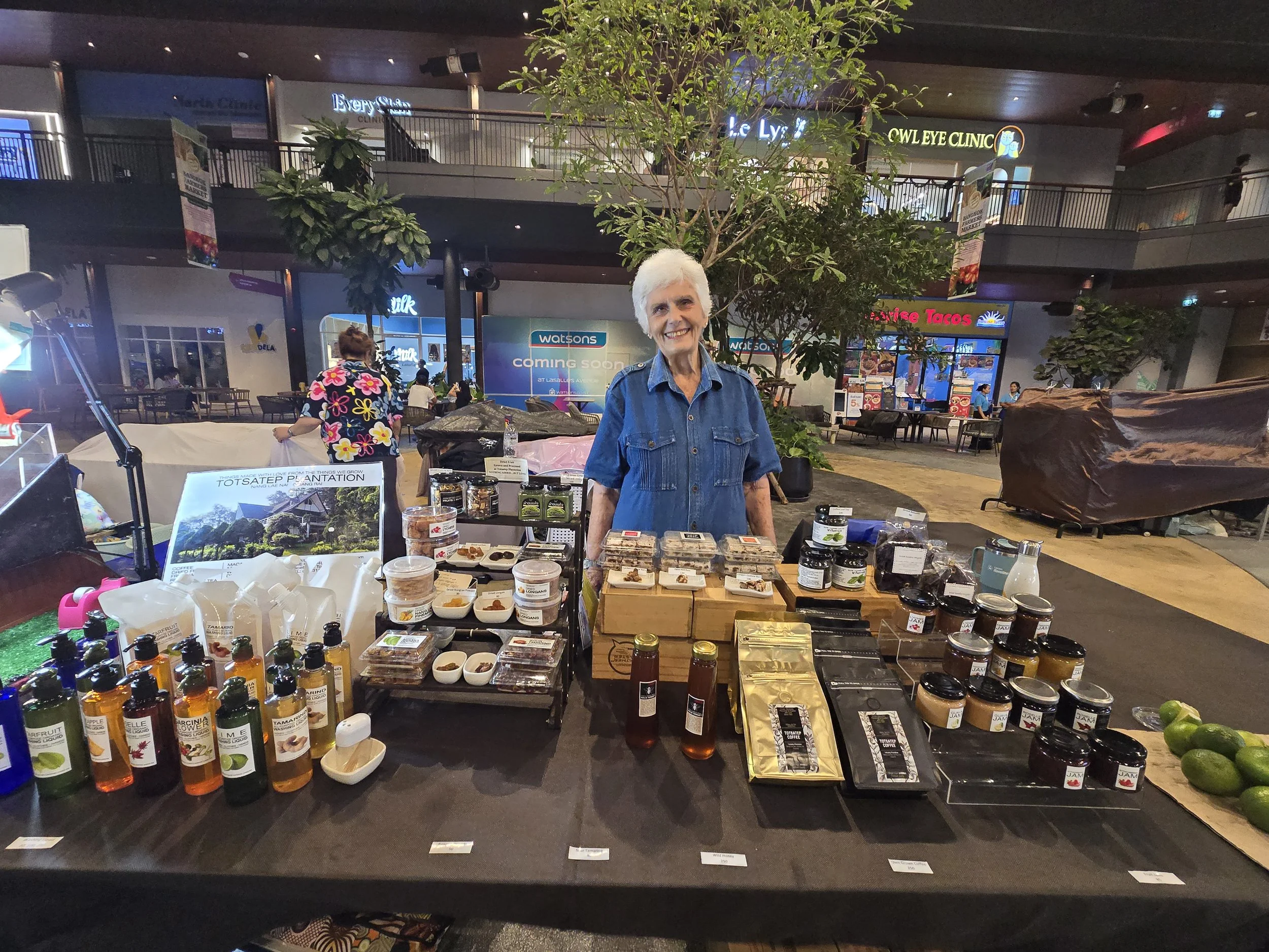 Doris in Bangkok, selling her homemade products.