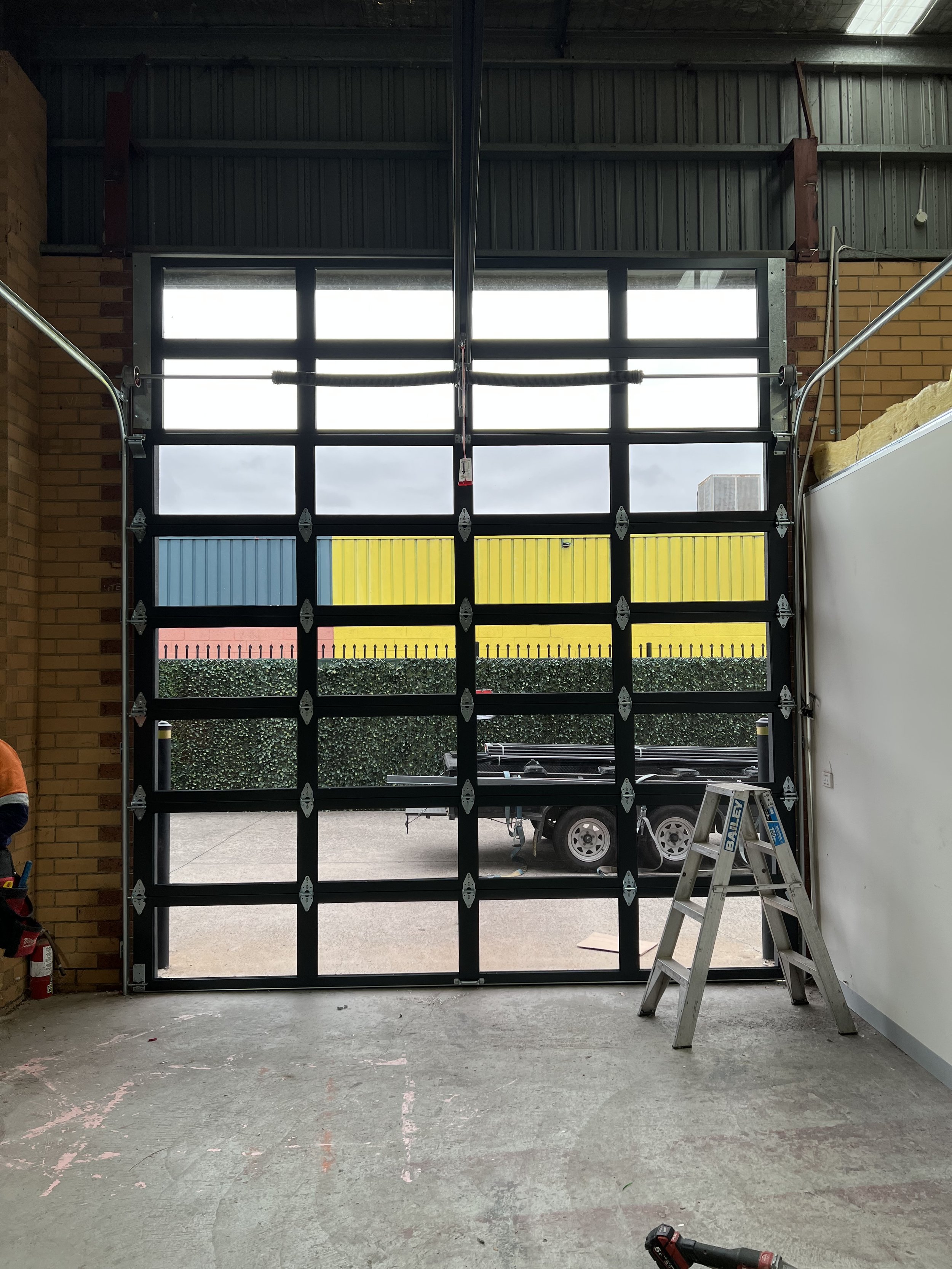 Construction garage door installation