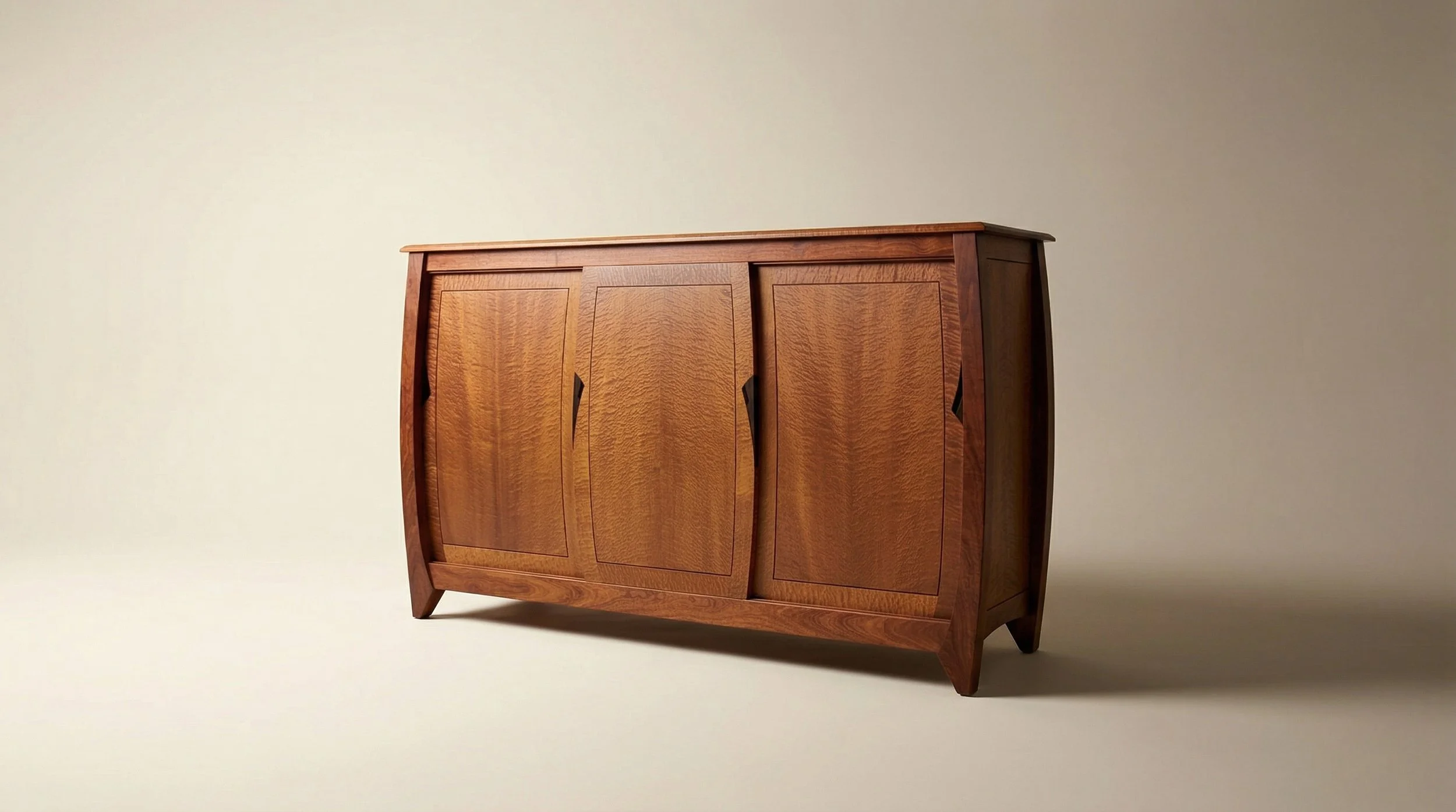 Solid timber curved sideboard by furniture maker Will Marx