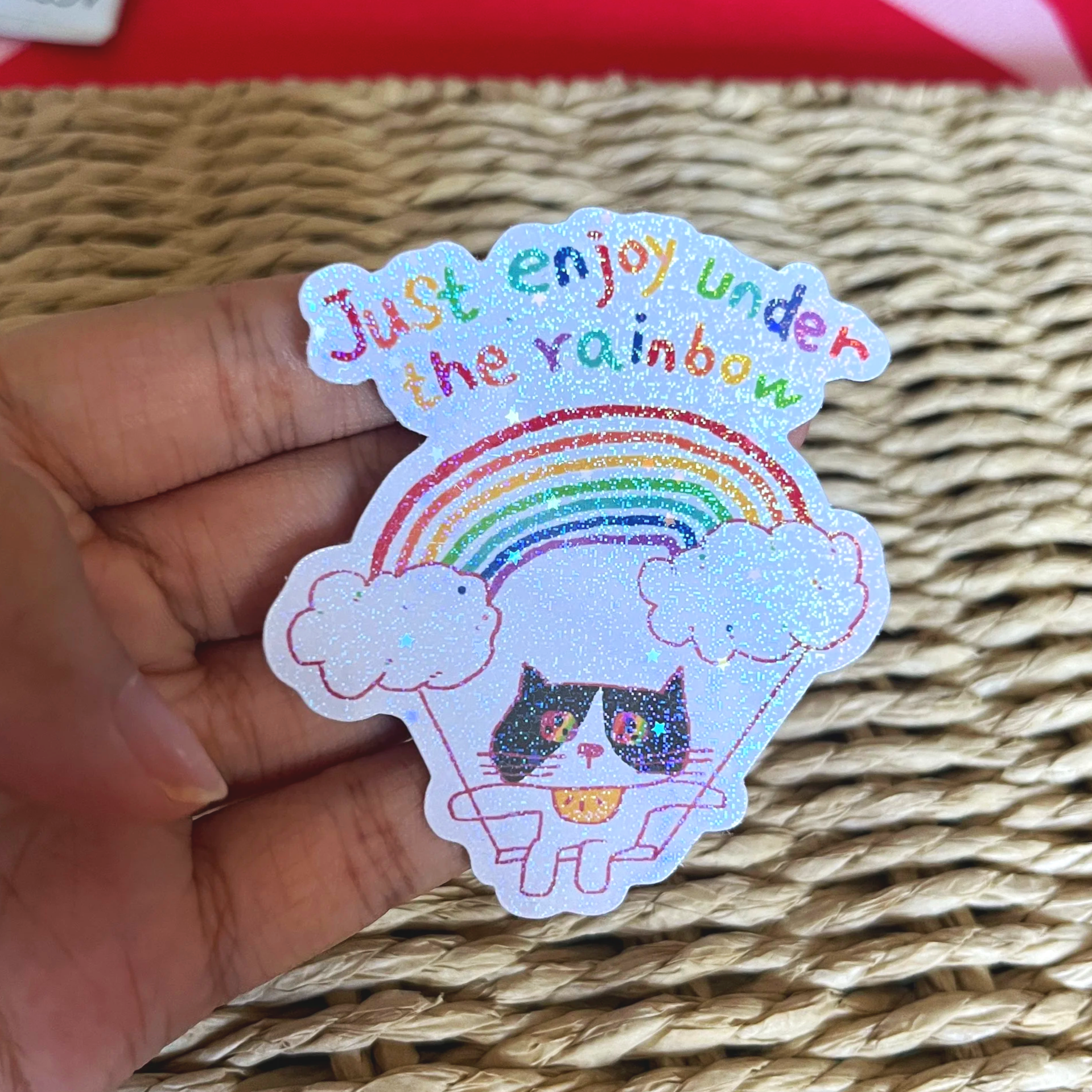 Just enjoy under the rainbow Sticker
