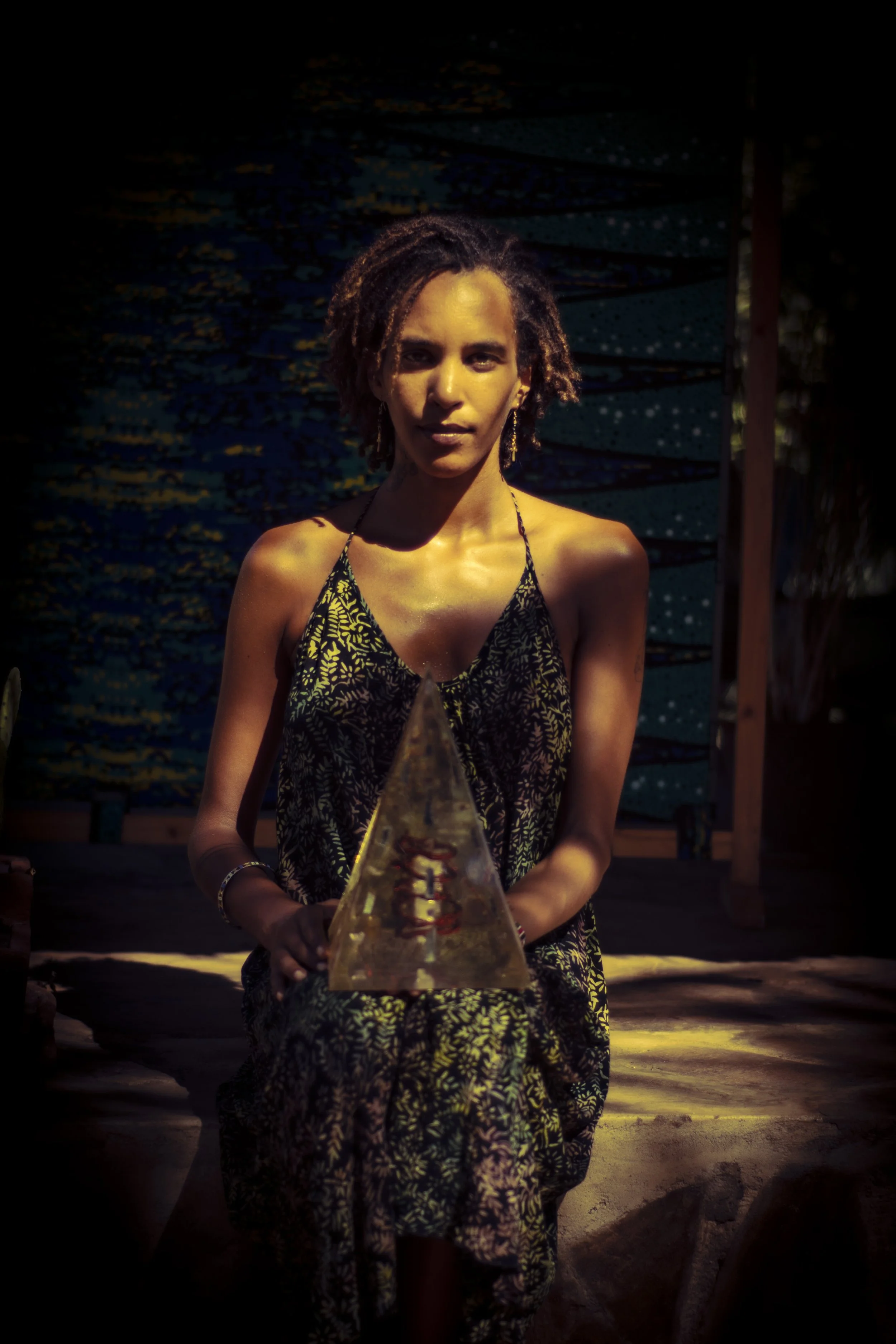 Kaya Hankar with pyramid at House of Afya