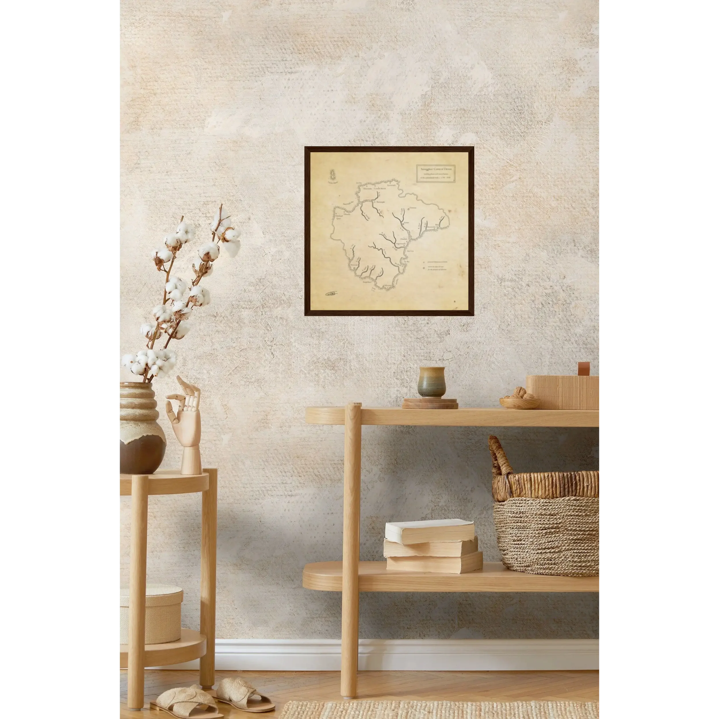 Smugglers Coves of Devon Historical Vintage Map Pottery Room.webp