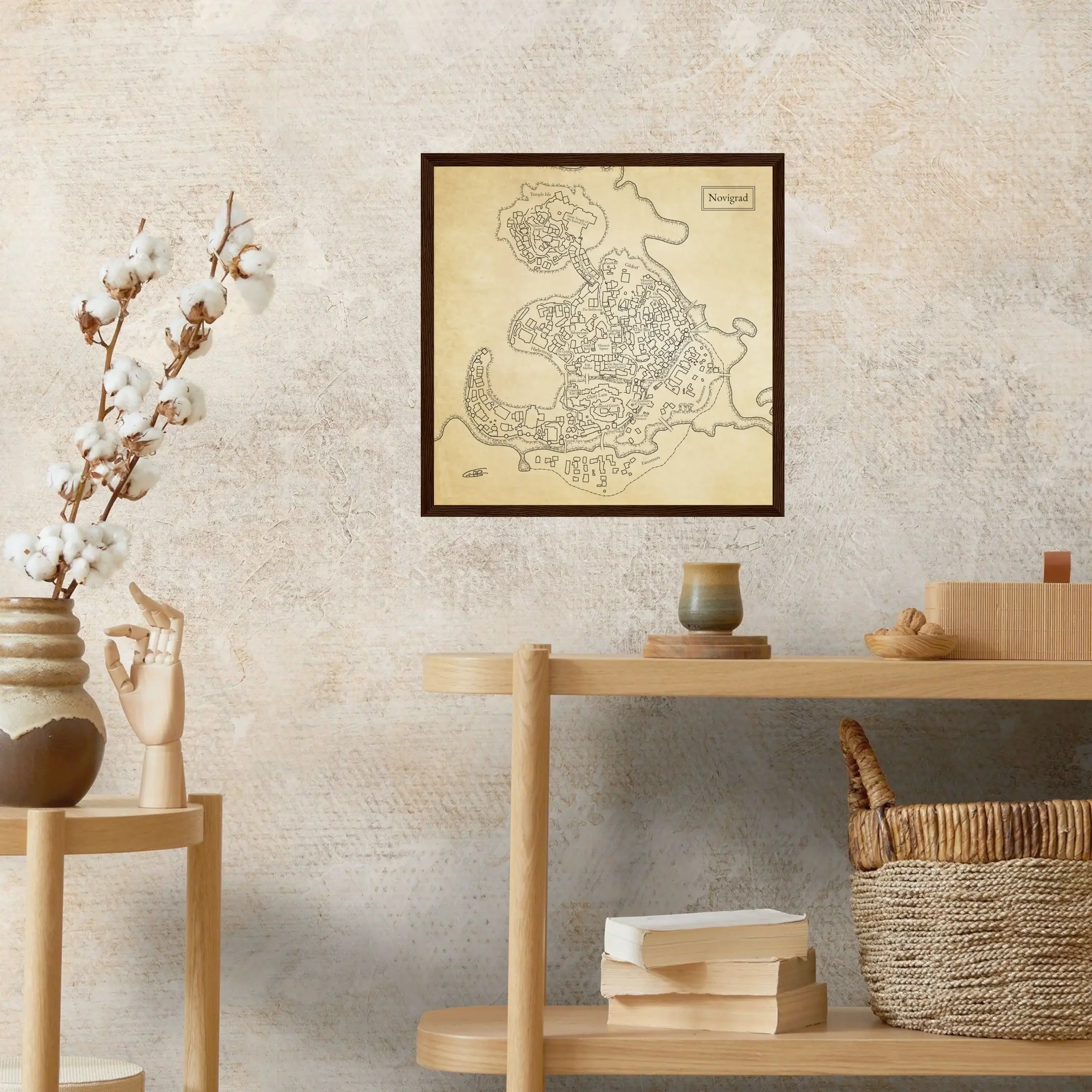 Novigrad The Witcher Fantasy City Map Wall Art Pottery Room.webp
