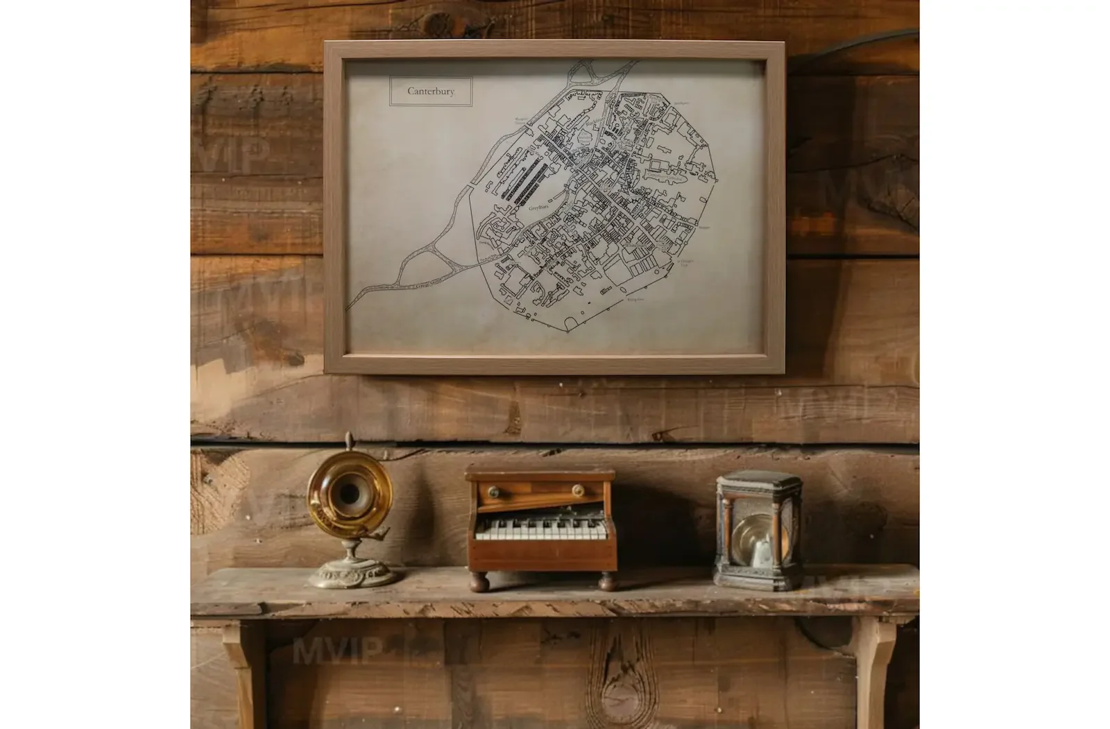 Canterbury Historical Map  Wood Wall.webp